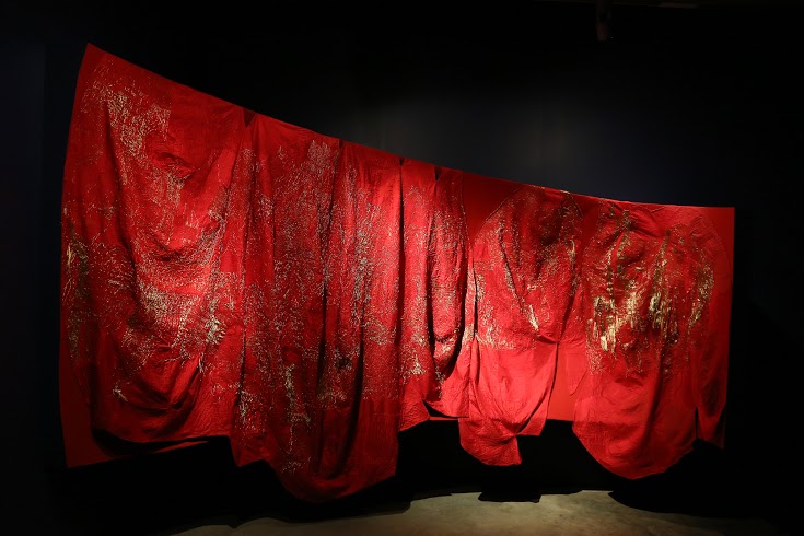 SHE LL by Swati Kalsi (cotton and metallic thread on silk)