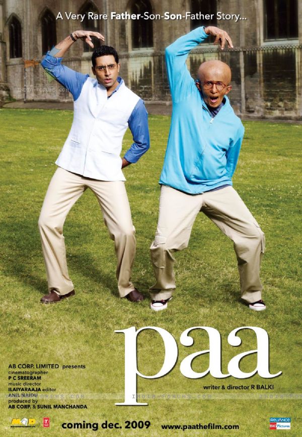 Paa movie poster with Amitabh and Abhishek